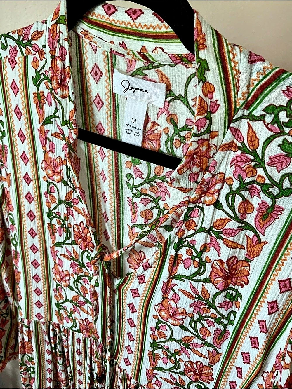 Jopae Floral Midi Dress in White & Pink Like New